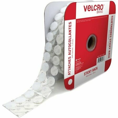 VELCRO BRAND Fastener, Coin, 3/4inWx3/4inLx1/10inH, White VEK30077